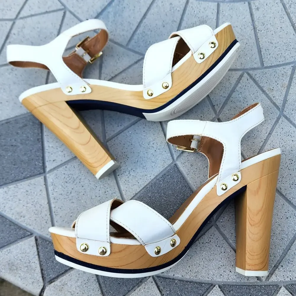 Tommy Hilfiger Whitnee Slingback Wooden Heel Sandals 9.5 - Picture 12 of 13
